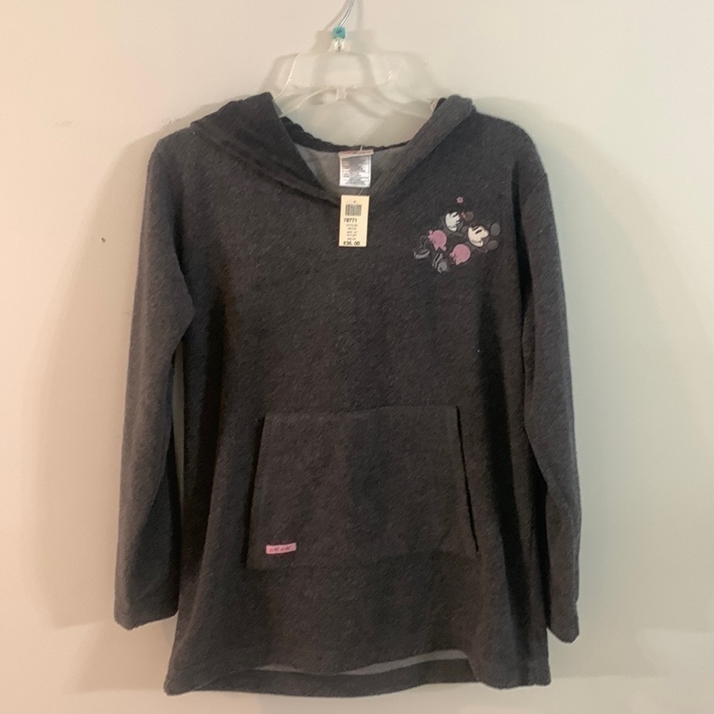 Disney store Minnie & Mickey hoodie XS gray NWT lavender & gray fleece